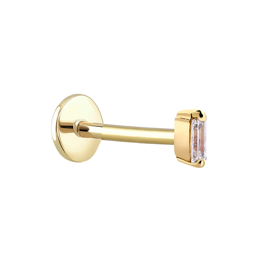 BAGUETTE PIERCING STUD IN SOLID GOLD